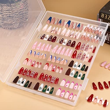 Noverlife Clear Press on Nails Storage Box with Tape & Sticks