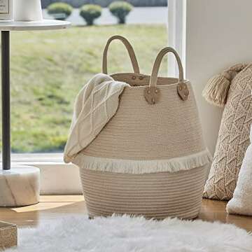 Stylish Cotton Rope Storage Basket for Home Organizing