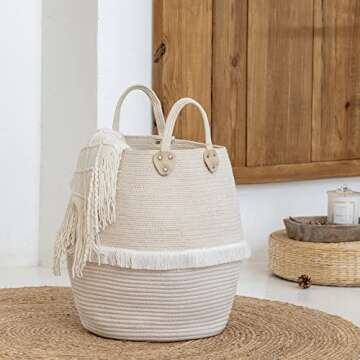Stylish Cotton Rope Storage Basket for Home Organizing