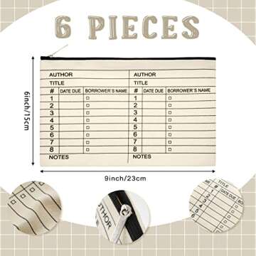 Yinder 6 Pieces Book Lover Gifts Library Card Pouch for Women Cosmetic Bag Birthday Gift for Reader ...