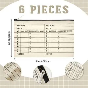 Yinder 6 Pieces Book Lover Gifts Library Card Pouch for Women Cosmetic Bag Birthday Gift for Reader ...