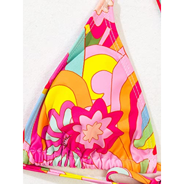 Romwe Floral Print Triangle Bikini Top for Trendy Summer