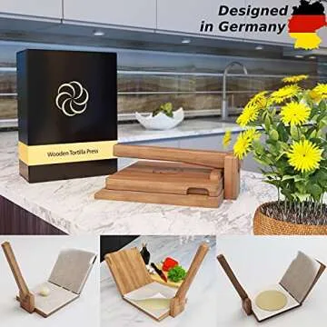 panan Wooden Tortilla Press Mexican Tortillera Presser Made from Natural Food-Grade Acacia Wood - La...