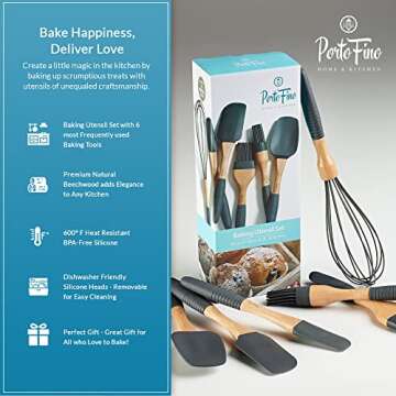 Portofino Baking Utensils Set - Stylish 6-Piece Silicone Set