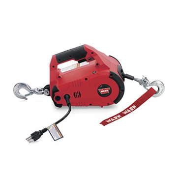 WARN 885000 PullzAll Corded 120V AC Portable Electric Winch with Steel Cable: 1/2 Ton (1,000 Lb) Pulling Capacity , Red