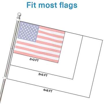 6FT Flag Pole Kit,Stainless steel Heavy Duty American US Flagpole, Rustproof for Outdoor Garden Roof...