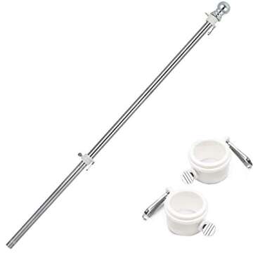 6FT Flag Pole Kit,Stainless steel Heavy Duty American US Flagpole, Rustproof for Outdoor Garden Roof Walls Yard House(Without Bracket)
