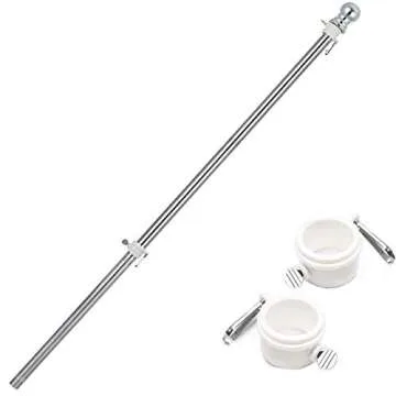 6FT Flag Pole Kit,Stainless steel Heavy Duty American US Flagpole, Rustproof for Outdoor Garden Roof Walls Yard House(Without Bracket)