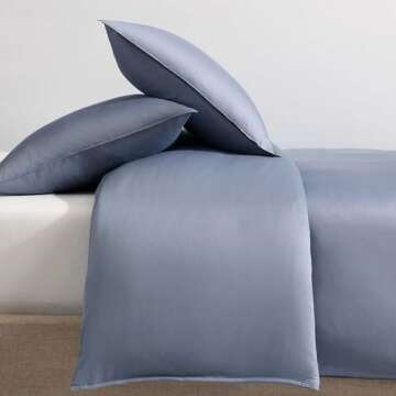 Calvin Klein - Queen Duvet Cover Set, Organic Cotton Sateen Bedding, Luxuriously Soft Home Decor, GOTS Certified (Organic Earth Dusk Blue, Queen)