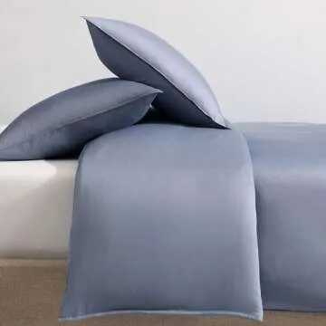 Calvin Klein - Queen Duvet Cover Set, Organic Cotton Sateen Bedding, Luxuriously Soft Home Decor, GOTS Certified (Organic Earth Dusk Blue, Queen)