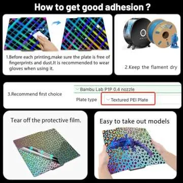 Wefuit New Upgraded H1H Build Plate for Bambu Lab A1/X1C/X1/X1E/P1P/P1S 3D Printer, Smooth Kaleidoscope+Smooth Skynet Spring Steel Plate Flexible Plate 257x257mm for Bambu 3D Printers