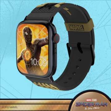MARVEL - Spider-Man: No Way Home Black & Gold 3D Smartwatch Band - Officially Licensed, Compatible with Every Size & Series of Apple Watch (watch not included)