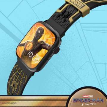 MARVEL - Spider-Man: No Way Home Black & Gold 3D Smartwatch Band - Officially Licensed, Compatible with Every Size & Series of Apple Watch (watch not included)