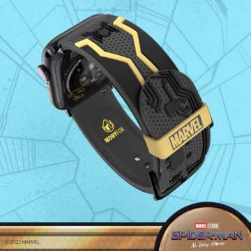MARVEL - Spider-Man: No Way Home Black & Gold 3D Smartwatch Band - Officially Licensed, Compatible with Every Size & Series of Apple Watch (watch not included)