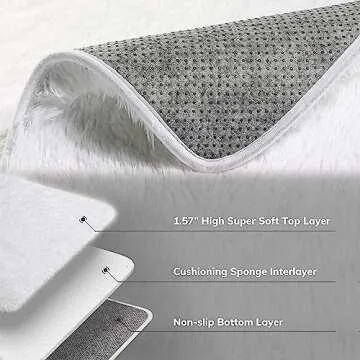 Ophanie White Area Rug Soft Non-slip for Living Room