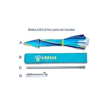 AMMSUN 7.5ft Heavy Duty HIGH Wind Beach Umbrella with sand anchor & Tilt Sun Shelter, UV 50+ Protection Outdoor Sunshade Umbrellas Carry Bag for Patio Garden Pool Backyard multicolor Blue