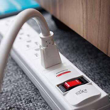 KMC 6-Outlet Surge Protector Power Strip with 15-Foot Cord, 1200 Joule, Overload Protection