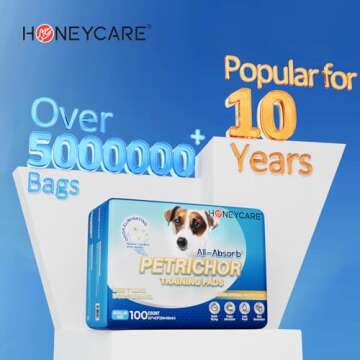 HONEY CARE All-Absorb, Large 22" x 23", 100 Count, Dog and Puppy Training Pads, Ultra Absorbent and ...