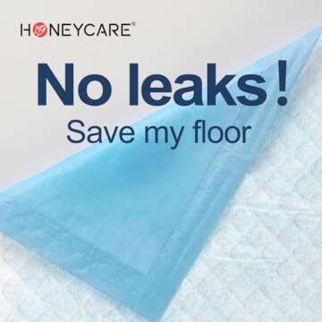 HONEY CARE All-Absorb, Large 22" x 23", 100 Count, Dog and Puppy Training Pads, Ultra Absorbent and Odor Eliminating, Leak-Proof 5-Layer Potty Training Pads with Quick-Dry Surface, Blue, A01