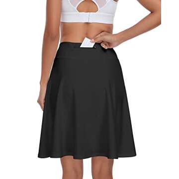 WOWENY Womens Golf Skorts Skirts with Pockets 20'' Athletic Modest Tennis Skirts with Shorts Knee Le...