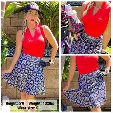 WOWENY Womens Golf Skorts Skirts with Pockets 20'' Athletic Modest Tennis Skirts with Shorts Knee Length Skorts Skirts Black