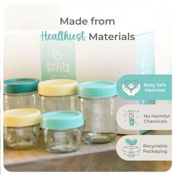 Mason Bottle 8oz Glass Baby Food Storage - 12-Pack