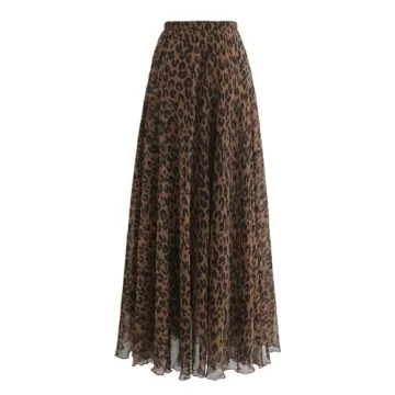 WDIRARA Leopard Print Maxi Skirt - High Waisted Elegant Style
