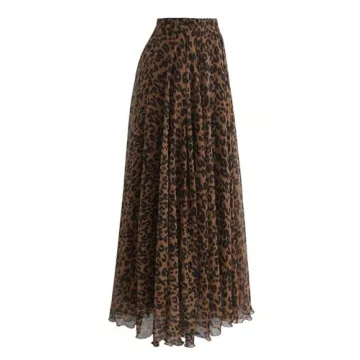 WDIRARA Leopard Print Maxi Skirt - High Waisted Elegant Style