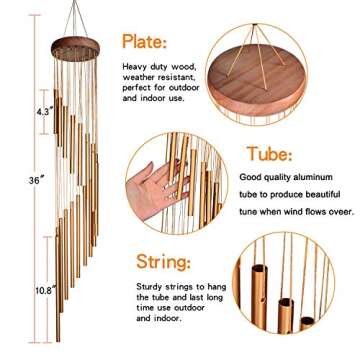 SuninYo Wind Chimes for Outside,Memorial Gifts Wind Chimes Outdoor Clearance,36 inches Memorial Wind...