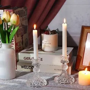 DARJEN Candlestick Holders Set,12Pcs 4" H Taper Candle Holders Bulk, Clear Glass Candle Holders for Wedding, Spring Party, Romantic Dinner, Festival & Windowsill Decor