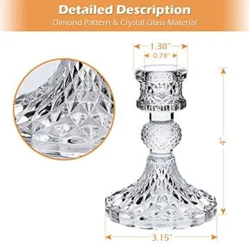 DARJEN Candlestick Holders Set,12Pcs 4" H Taper Candle Holders Bulk, Clear Glass Candle Holders for Wedding, Spring Party, Romantic Dinner, Festival & Windowsill Decor