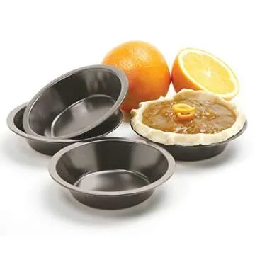 Norpro Nonstick Mini Pie Pans, Set of 4, 5in/13cm x 1.25in/3cm, Silver