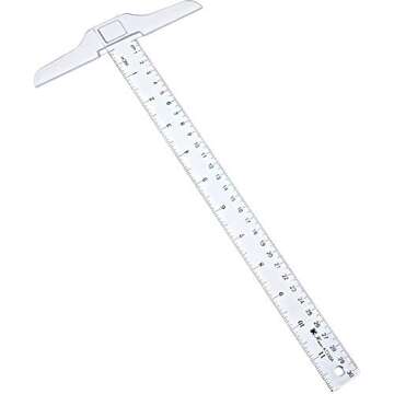 Pangda 12 Inch/ 30 cm Junior T-Square Plastic Transparent T-Ruler for Drafting and General Layout Wo...