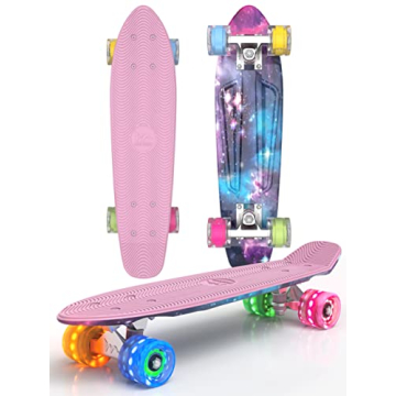 M Merkapa 22" Complete Skateboards with Colorful LED Skateboard Wheels - Great Mini Cruise Skateboar...