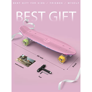 M Merkapa 22" Complete Skateboard with Colorful LED Wheels