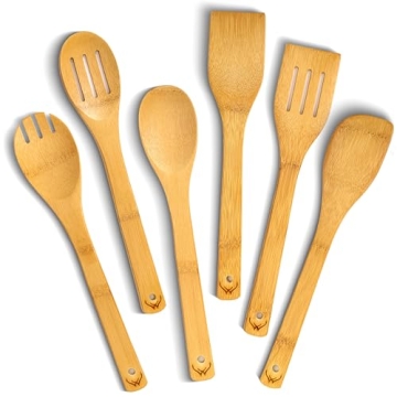 Woodlands Bamboo Wooden Spoons - 6-Piece Eco-Friendly Kitchen Set