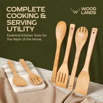 Bamboo Wooden Spoons - 6-Piece Kitchen Utensil Set