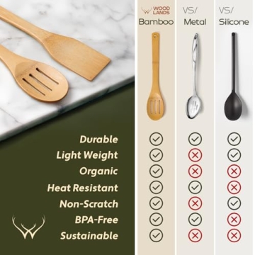 Bamboo Wooden Spoons - 6-Piece Kitchen Utensil Set