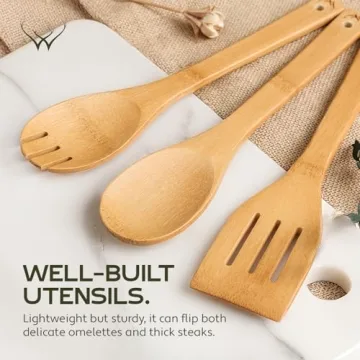 Bamboo Wooden Spoons - 6-Piece Kitchen Utensil Set