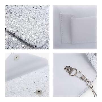 Dasein Women Glitter Evening Bags Formal Clutches Wedding Purses Party Dressy Clutch Purse Cocktail Prom Handbags (White)