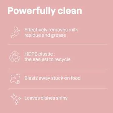 ATTITUDE Baby Dish Soap and Bottle Cleaner, EWG Verified Dishwashing Liquid, No Added Dyes or Fragrances, Tough on Milk Residue and Grease, Vegan, Unscented, 33.8 Fl Oz