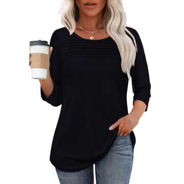 Flowy Cute Summer Blouse for Women | Dressy 3/4 Sleeve Fashion Top