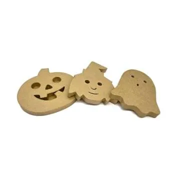 AllStellar Set of 3 Halloween Paper Mache Cutouts – Witch, Ghost, and Pumpkin Shaped Decorations f...