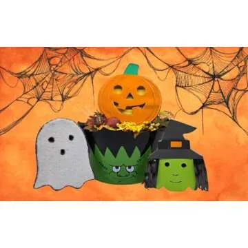 AllStellar Set of 3 Halloween Paper Mache Cutouts – Witch, Ghost, and Pumpkin Shaped Decorations for Crafting, Art Projects, DIY, and Spooky Seasonal Décor. Measuring Around 7x5.5 in.
