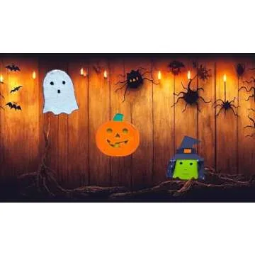 AllStellar Set of 3 Halloween Paper Mache Cutouts – Witch, Ghost, and Pumpkin Shaped Decorations for Crafting, Art Projects, DIY, and Spooky Seasonal Décor. Measuring Around 7x5.5 in.