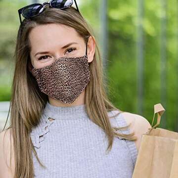 ID AVENUE Leopard Animal Print Reusable Cloth Face Mask with Filter