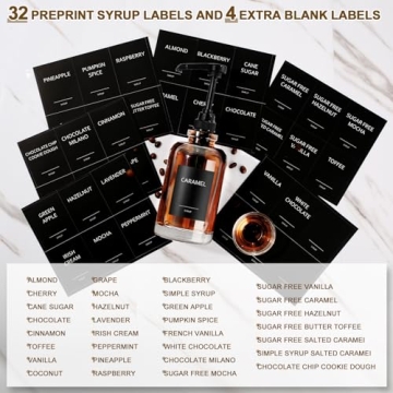 Coffee Syrup Dispenser for Coffee Bar, Glass Syrup Dispenser with 1/4oz Large Capacity Pump, Coffee Syrup Pump Dispenser Bottle for Coffee Station, Coffee Bar Organizer, Black,16oz