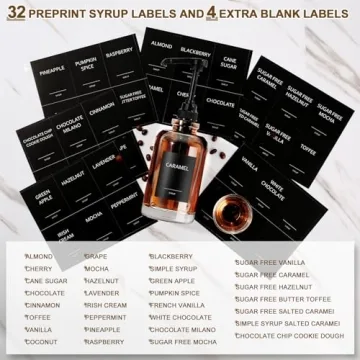 Coffee Syrup Dispenser for Coffee Bar, Glass Syrup Dispenser with 1/4oz Large Capacity Pump, Coffee Syrup Pump Dispenser Bottle for Coffee Station, Coffee Bar Organizer, Black,16oz