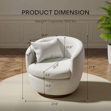 Lavimiya Boucle Barrel Swivel Chair Set of 2 - Modern Upholstered 360 Degree Accent Chairs for Livin...