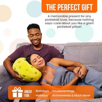 TILTECH Pickleball Pillow - Huggable Plush Pickleball Cushion, 12" Soft & Comfortable Stuffed Pickle...